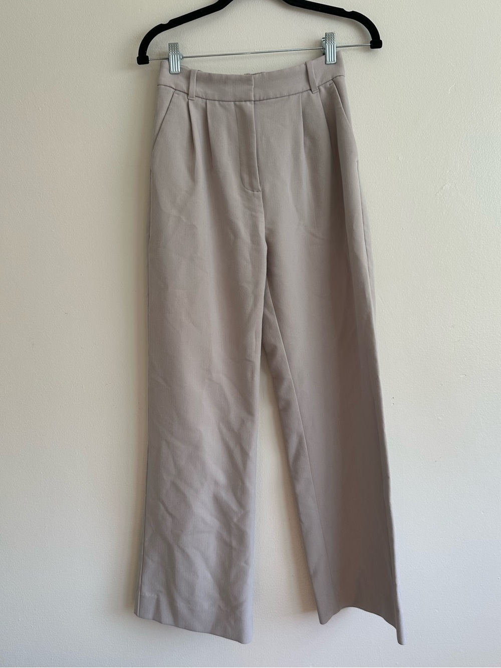 Abercrombie & Fitch Wide-Leg Sloane Trousers in Light Beige Short Size 25